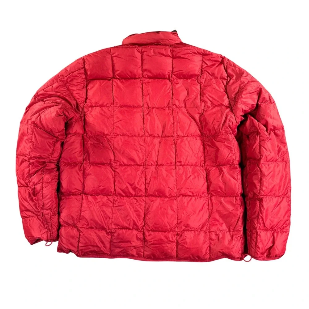 LL Bean Puffer Down Jacket Mens XL Red Quilted Full Zip Mock Neck Lightweight